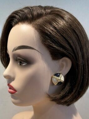 Vintage Blue & White Enamel
Gold-Tone Cross Button Clip On 
Earrings